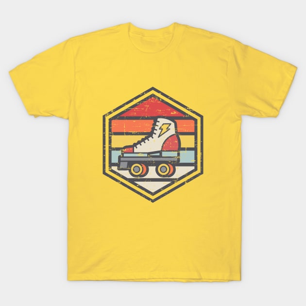 Retro Badge Roller Skate Light T-Shirt by rojakdesigns